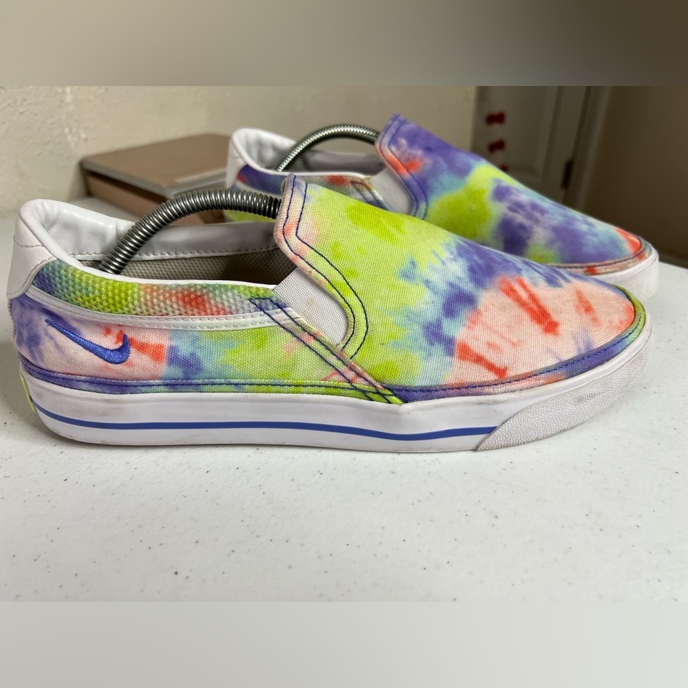 Nike Tie Dye Court Legacy Slip on Women’s Loafer Shoes 10 Purple Green Summer